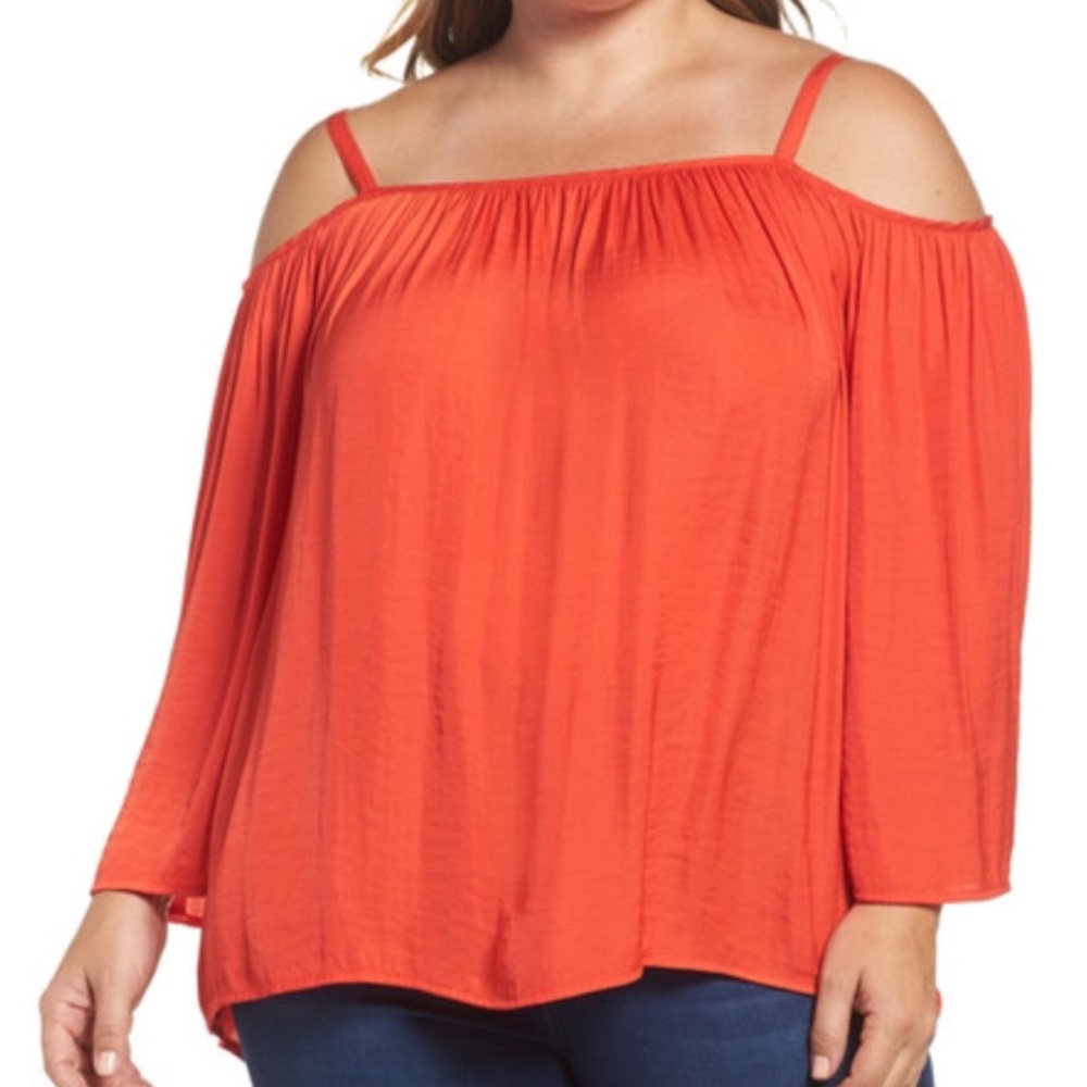 Vince Camuto Coral Red Hot Off Shoulder Top